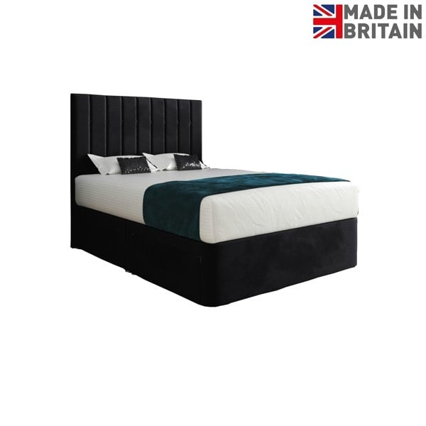 Casa Magna Marcelo Upholstered Soft Velvet Bed Frame - Black