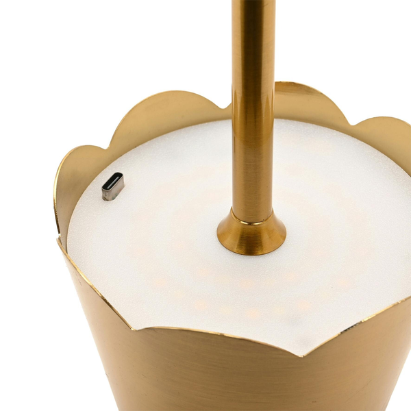 Hestia Scallioped Edge Brass LED Rechargeable Touch Lamp