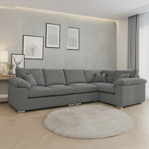 Furnishings For Less Delta Full Jumbo Cord 5 Seater L Shaped Corner Sofa