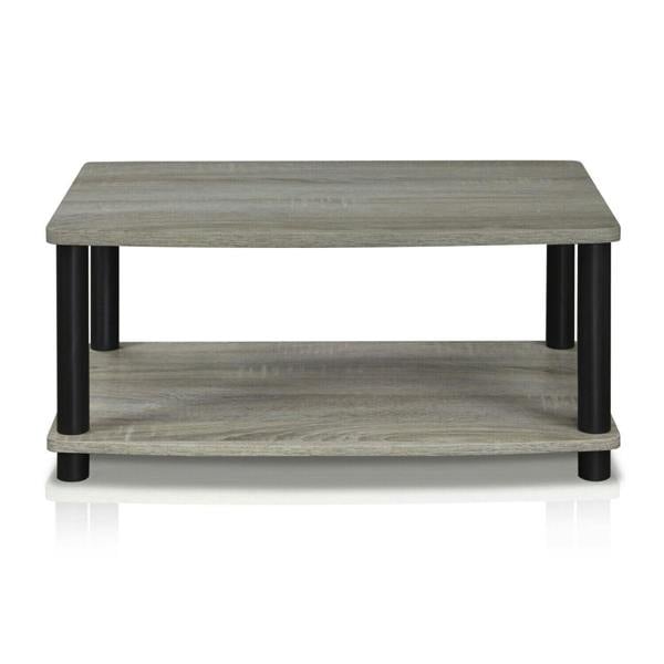 WALPLUS Modern Furniture Piece for Stylish and Functional Home Use | 13191GYW/BK Turn N Tube No Tools 2 Tier Elevated TV Stands, Oak Grey/Black