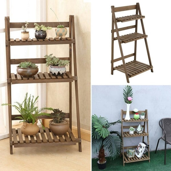 3 Tier Wooden Flower Stand Plant Display Shelf Storage Rack Pot Holder Outdoor Living and Home 