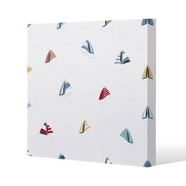 Benjamin Tate Design Striped Sailboats Slim Style Canvas Print  60x60cm , 15mm Slim Real wood.