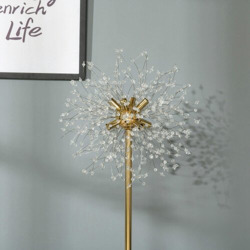 Wyld Haus Dodine Metal And Crystal Dandelion Style Floor Lamp With Foot Switch 160 cm