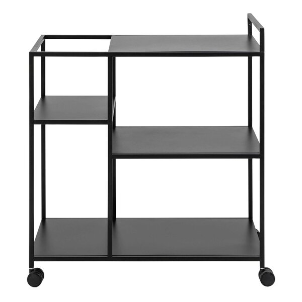 Wyld Haus Graz Matt Black Metal Serving Trolley with Wheels