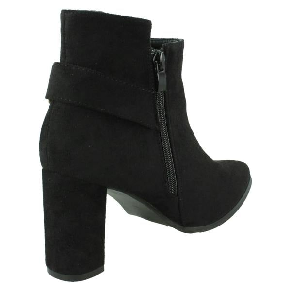 Spot On Ladies High Heel Ankle Boots with Inside Zip and Side Buckle F51205