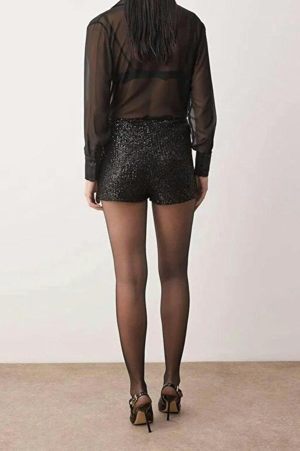 WOVCOR Super Mini Knitted Sequin Shorts