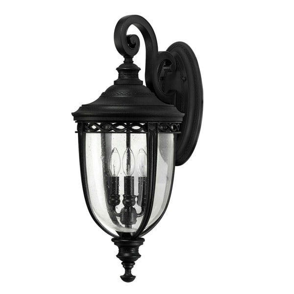 Outdoor IP44 3 Bulb Wall Light Sconce Black LED E14 60W Bulb External d00708 Loops