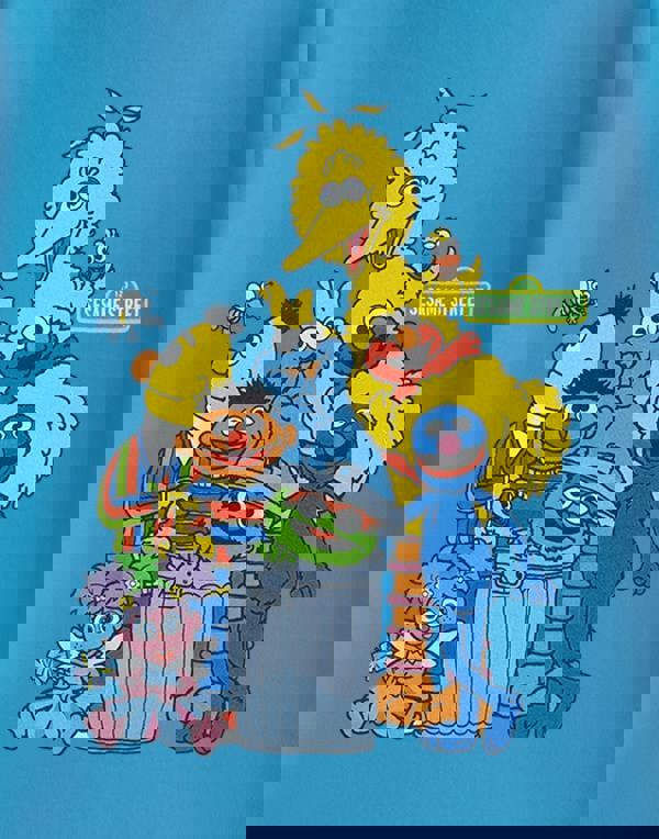 Sesame Street Unisex Kids Blue Group Short Sleeved T-Shirt