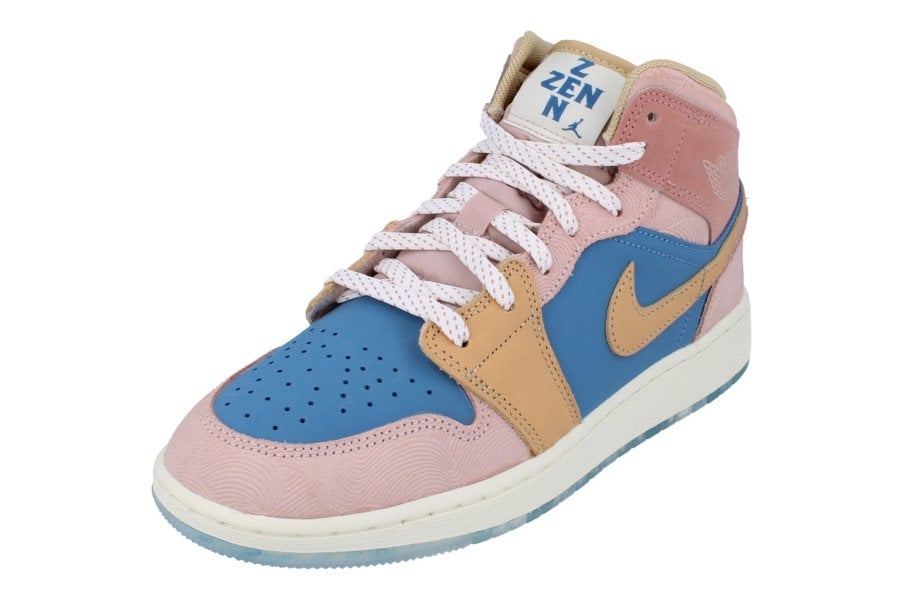 Nike Air Jordan 1 Mid Ss GS Trainers Fn7452  400 - Aegan Storm Hemp Pink Oxford 400 - Photo 0