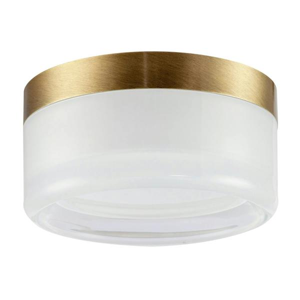 Designer Antique Brass LED Bathroom Ceiling Light with Opal Glass Image 1