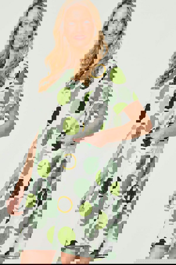 Green | Polka Dot Relaxed Tunic Dress