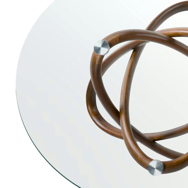 Angel Cerdá Round tempered glass and walnut dining table 1020
