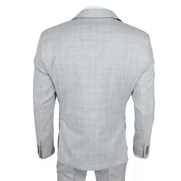 Infinity Leather Men's Grey Checked 3 Piece Suit Tailored Fit