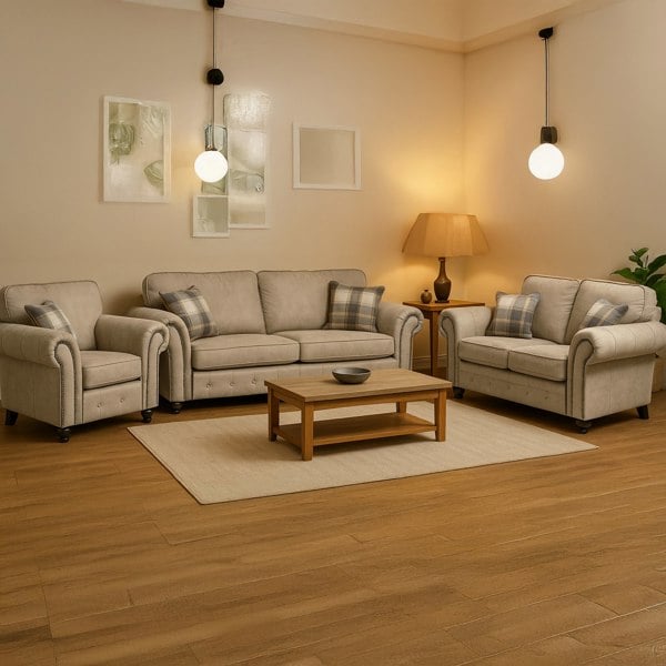 Furnishings For Less Oakland Marble Leather 3 Piece Sofa Suite