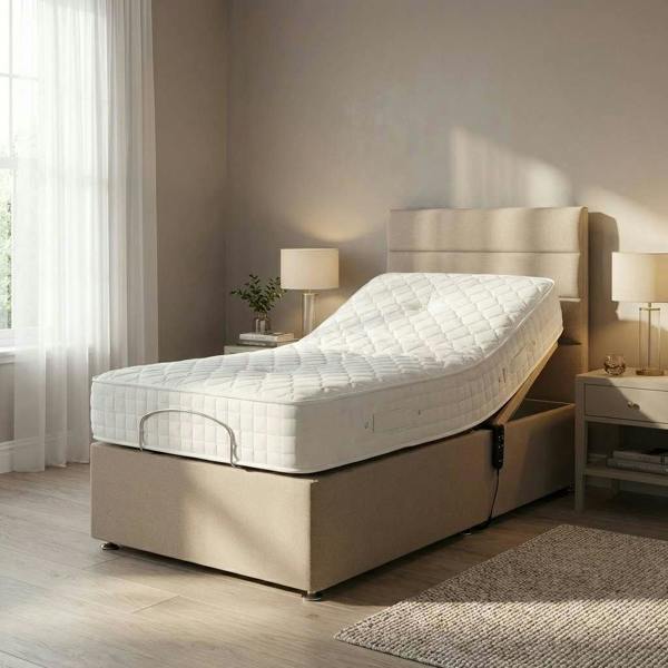 Paradise Beds Double 4ft6  Diagnol Line Electric Adjustable bed With Memory Mattress