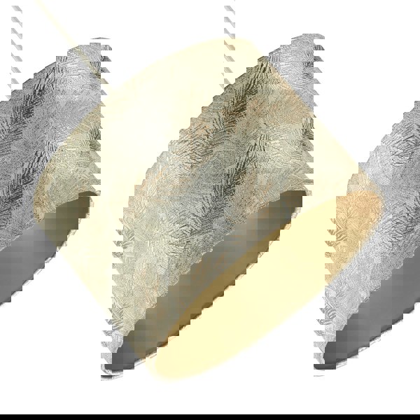 Modern Floral Drum Lamp Shade with Shiny Gold and Silver Fern Leaves Image 5