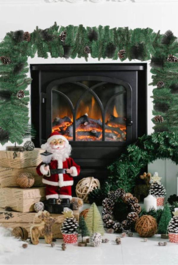 Groundlevel Festive Christmas Garland with Pine Cones