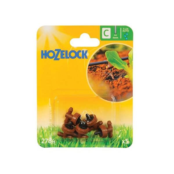 Hozelock 2784 In Line Pressure Dripper 4mm (pack 5) - Multi Colour - 