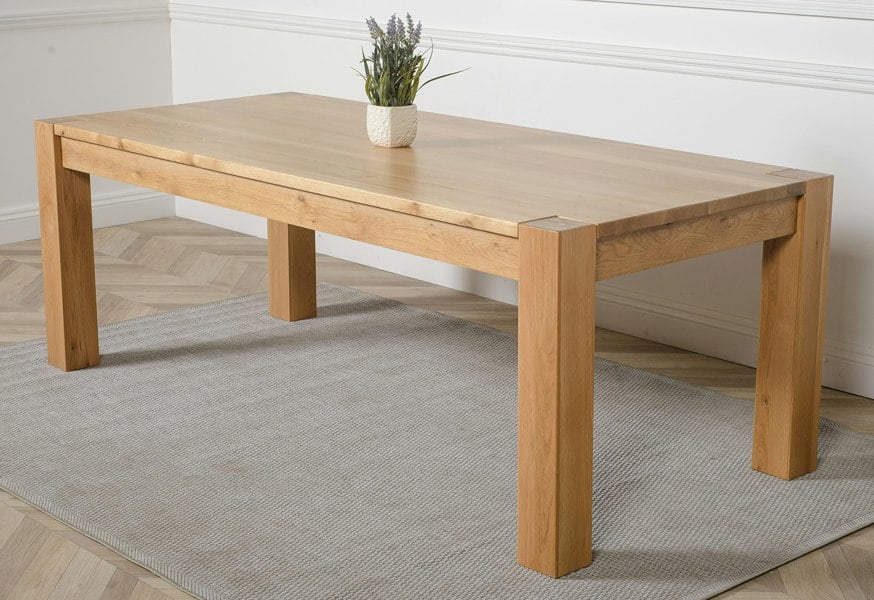 That's Furniture Kuba Extra Large Oak Dining Table with Montana Leather Chairs