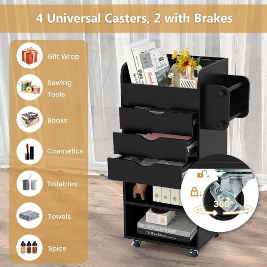 Havendro Storage Cart Rack Trolley on Wheels Roll Cart Kitchen Storage Shelf Organiser