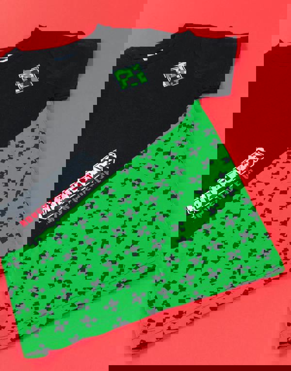 Minecraft Boys Black Creeper Short Sleeved T-Shirt