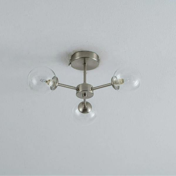 Pagazzi Lighting Niva 3-Light Satin Nickel Clear Glass Semi-Flush Ceiling Light