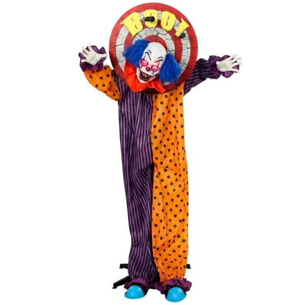 Bobobiy 167 cm Life Size Animated Clown Halloween Decoration, Scary Halloween Animatronics Decor with Sound Touch Activated