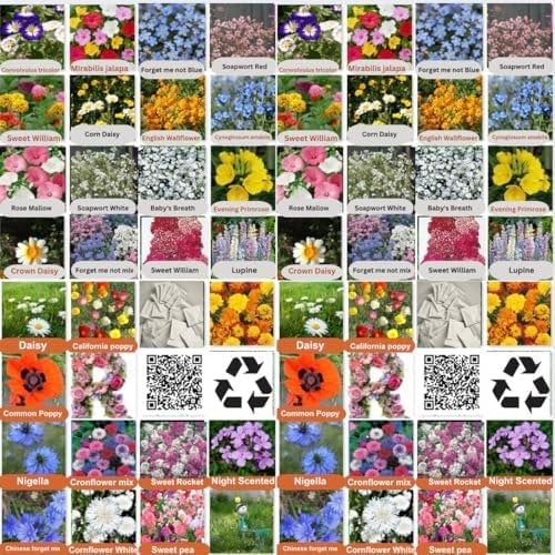 DamavandPro 24-Pack Wildflower Seeds Collection: 15,000+ Seeds for Bee & Butterfly Gardens (Indoor/Outdoor)