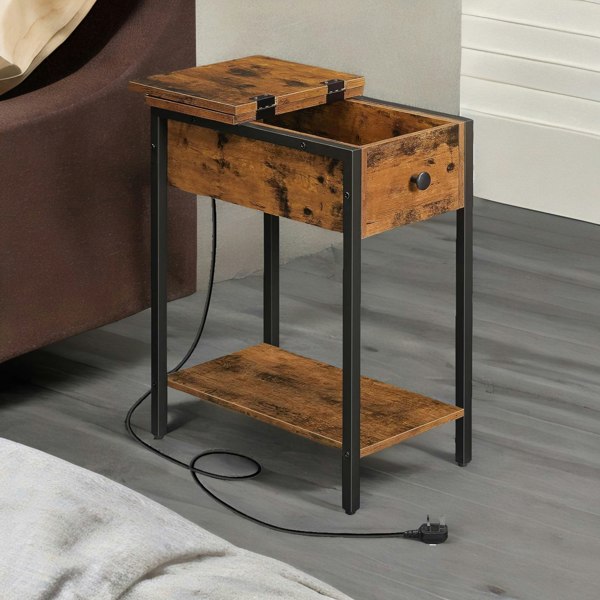 Rafaelo Mobilia Narrow Bedside Table With Power & USB Outlets