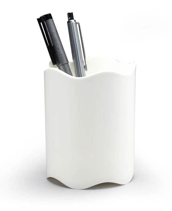 Durable TREND Pen Pot Pencil Holder Desk Tidy Organiser | 6 Pack | White