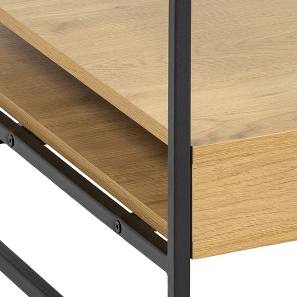Furniture To Go Randolf Square Coffee Table with 2 Shelves in Black and Oak