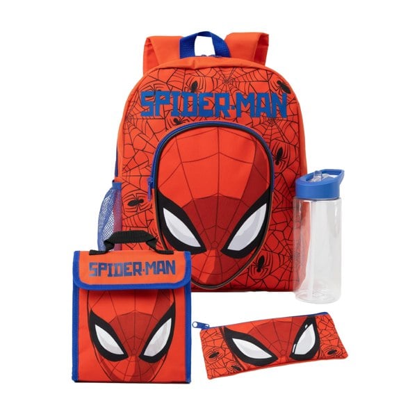 Spider-Man Childrens/Kids Backpack Set (Pack Of 4) - Red