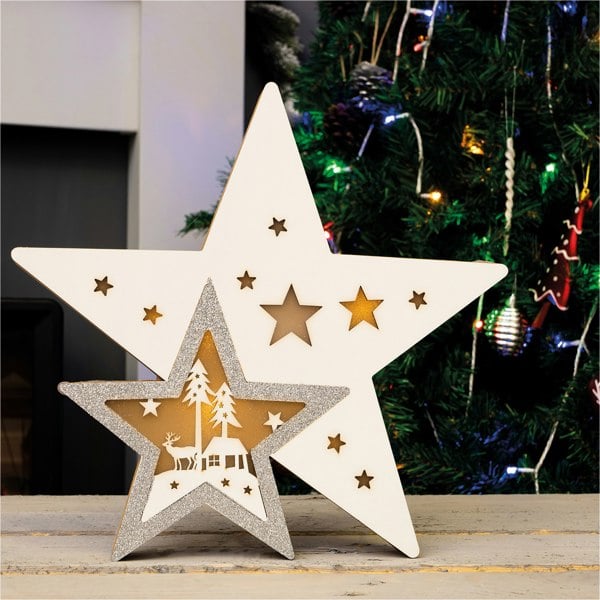 St Helens Wooden Light Up Christmas Star