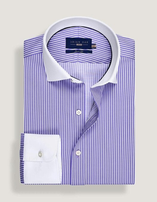 Brian Oak Men's Violet Stripe Shirt with Contrast Collar