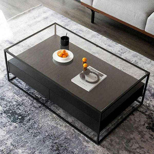 Weilai Concept Sanderson Rectangle Coffee Table With Storage, Black