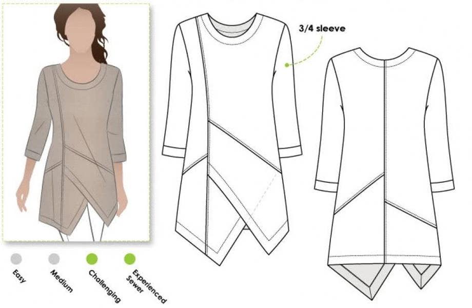 Style Arc Sewing Pattern Lani Tunic Top - Tunics, Tops for Women - Advanced