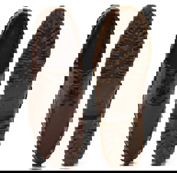 Thomas Crick Cape Mens Smart Casual Leather Lace Up Boat Shoes, brown leather shoes with durable rubber outsole and classic laceless design.