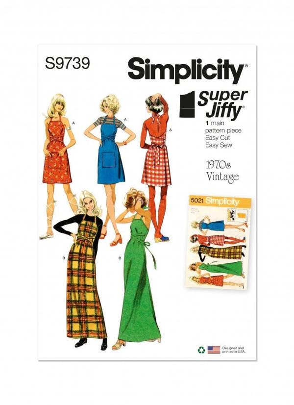 Simplicity Sewing Pattern 9739, Vintage Style, Dresses, Aprons for Women, A (XS-S-M-L-XL) - Easy, Beginner