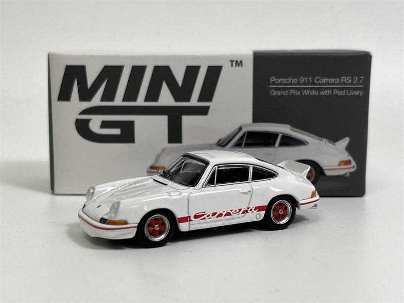 Mini GT Porsche 911 Carrera RS 2.7 Grand Prix White With Red Livery RHD 1:64 Mini GT MGT00612R