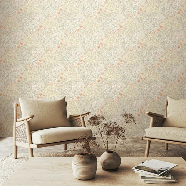 Hoopla Walls Lily Ogee - Natural Stone 10m Wallpaper