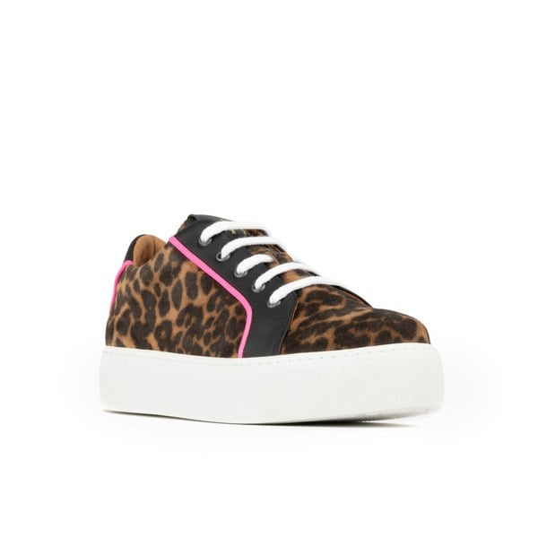 Embassy London Camila - Leopard - Women's soft leather white sole trainer in leopard print