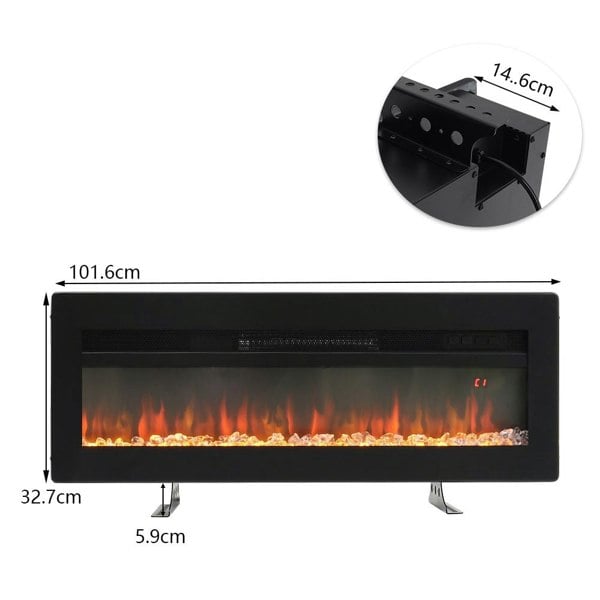 1800W Freestanding Electric Fireplace Insert Wall Mounted Electric Heater Remote Control Fireplaces Living and Home