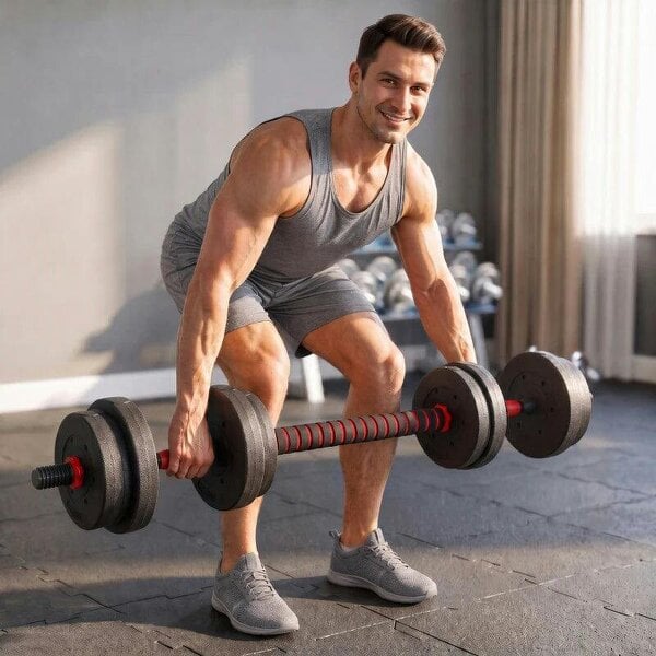 15kg 2 in 1 Adjustable Dumbbells Weight Set, Dumbbell Hand Weight Barbell for Weight Training, Black