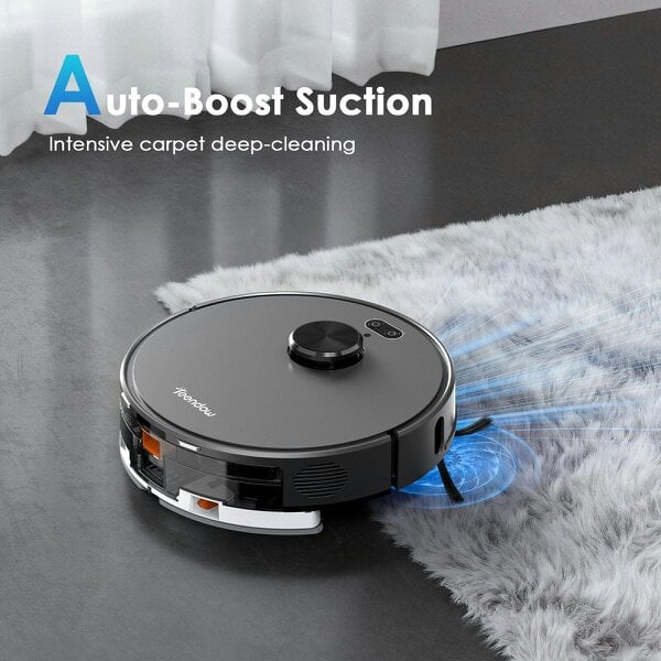 Teendow D65S MAX Robot Vacuum Cleaner with Mopping Function and Automatic Suction Station, 6000Pa Suction Power