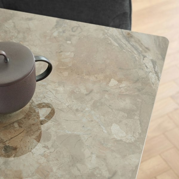 Furniture To Go Wicklow Ceramic Dining Table Brown/Black 140x75cm Included 4 Brooke Dining Chairs in Taupe