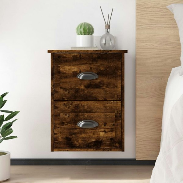 Berkfield Wall-mounted Bedside Cabinet Smoked Oak 41.5x36x53cm