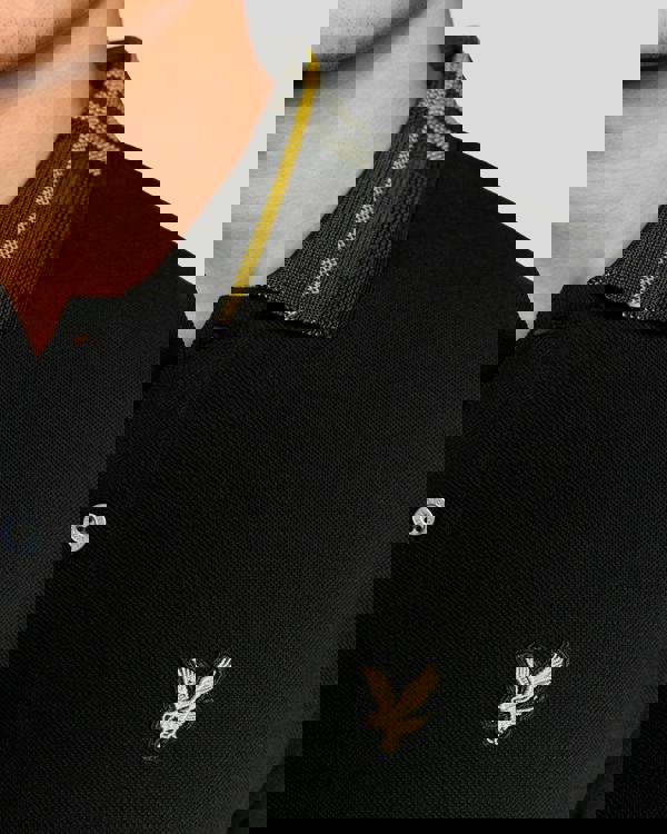 Lyle & Scott Tartan Collar Mens Polo Shirt - Z865 Jet Black | CHO | Designer Mens Short Sleeve Polo Shirts