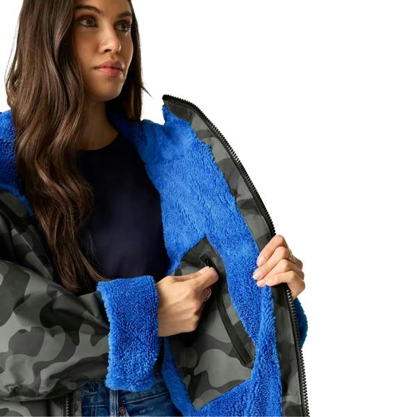 Regatta Unisex Adult Camo Waterproof Changing Robe - Grey/Sonic Blue - 