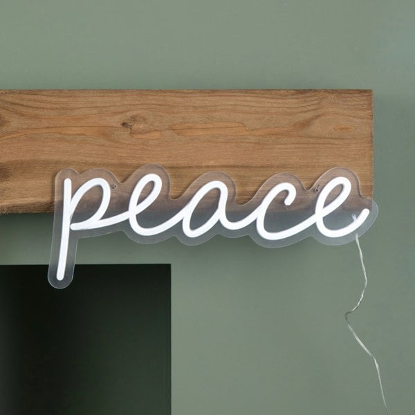 Samuel Alexander 40cm Light up Neon Effect Peace Decorative Sign with 145 White LEDs