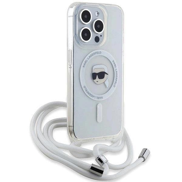 Karl Lagerfeld Crossbody IML Karl Head with MagSafe Case for iPhone 15 Pro 6.1" Clear - KLHMP15LHCKHNT